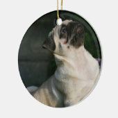Kitz-Mops-Welpe Keramikornament (Links)