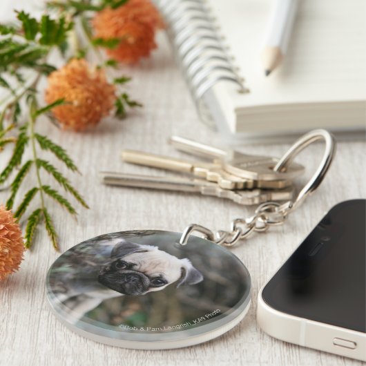 Kitz-Mops-WelpeHeadshot Schlüsselanhänger (Vorderseite rechts)