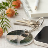 Kitz-Mops-Welpen-Sitzen Schlüsselanhänger (Vorderseite rechts)