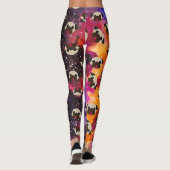 Kitz-Möpse auf kosmischem Raum-Hintergrund Leggings (Rückseite)