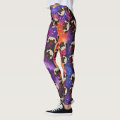 Kitz-Möpse auf kosmischem Raum-Hintergrund Leggings (Links)