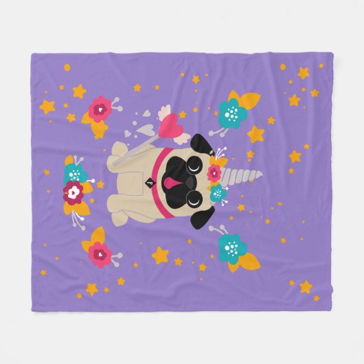 Kitz-MopsUnicorn Fleecedecke (Vorderseite (Horizontal))