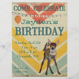 Kitz-u. Eulen-Zickzack Geburtstags-Einladung Einladung