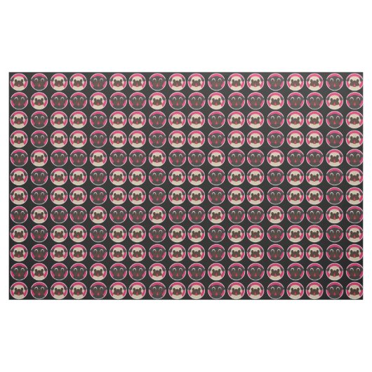 Kitz und schwarze Mops-Köpfe auf Schwarzem Stoff (Yard (91,4 cm))