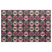 Kitz und schwarze Mops-Köpfe auf Schwarzem Stoff (Fat Quarter (45,7 x 55,9 cm))