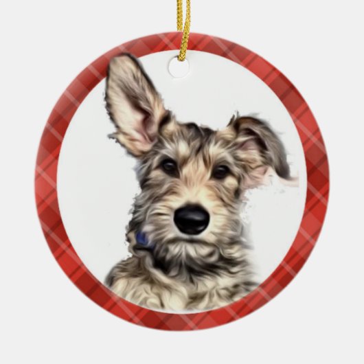 Kitz-Welpen-Verzierung mit Geschenkbeutel Keramik Ornament (Vorne)