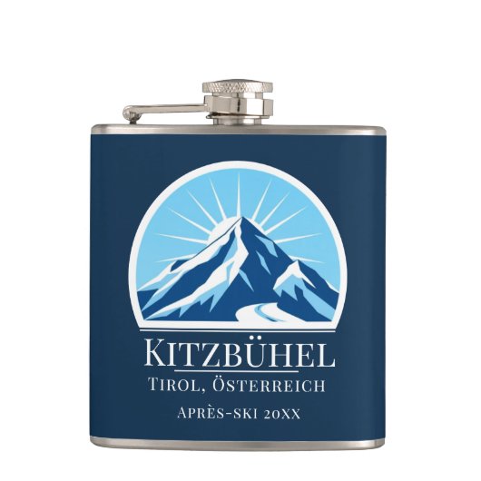 Kitzbühel Kirchberg Skiort Österreich Flachmann (Vorderseite)