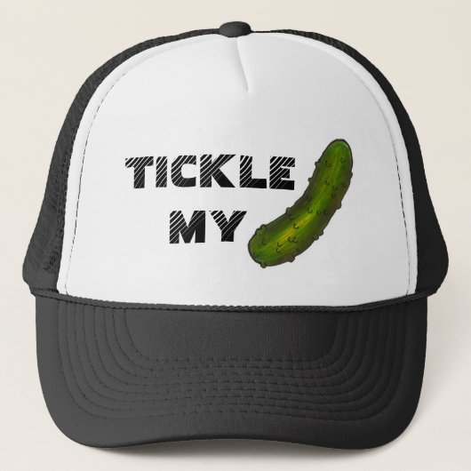 Kitzeln Sie mein Pickle Funny Feinschmecker Kosher Truckerkappe (Vorderseite)