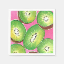 Kiwi auf rosa Cocktailserviette Nebel grün und ros Serviette
