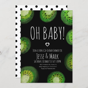 Kiwi Baby Shower Watercolor Polk Dots Einladung