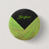 Kiwi Bash Green und Black Monogram Button (Vorderseite)