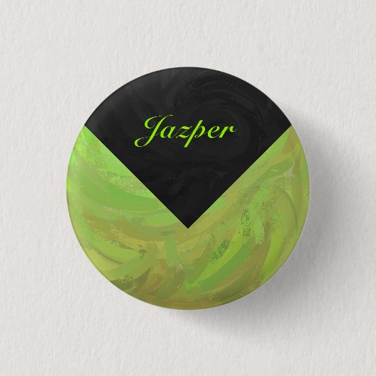 Kiwi Bash Green und Black Monogram Button (Vorderseite)