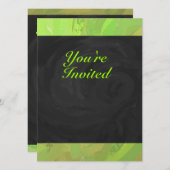 Kiwi Bash Green und Black Monogram Einladung (Vorne/Hinten)