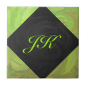 Kiwi Bash Green und Black Monogram Fliese (Vorderseite)
