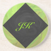 Kiwi Bash Green und Black Monogram Getränkeuntersetzer (Vorne)