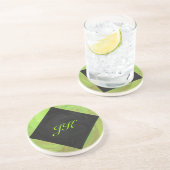Kiwi Bash Green und Black Monogram Getränkeuntersetzer (Seite)