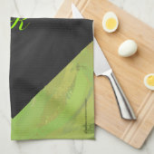 Kiwi Bash Green und Black Monogram Handtuch (Viertel Falte)
