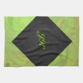 Kiwi Bash Green und Black Monogram Handtuch (Horizontal)