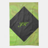 Kiwi Bash Green und Black Monogram Handtuch (Vertikal)