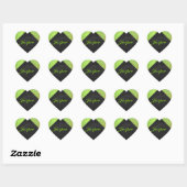 Kiwi Bash Green und Black Monogram Herz-Aufkleber (Blatt)