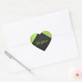 Kiwi Bash Green und Black Monogram Herz-Aufkleber (Umschlag)