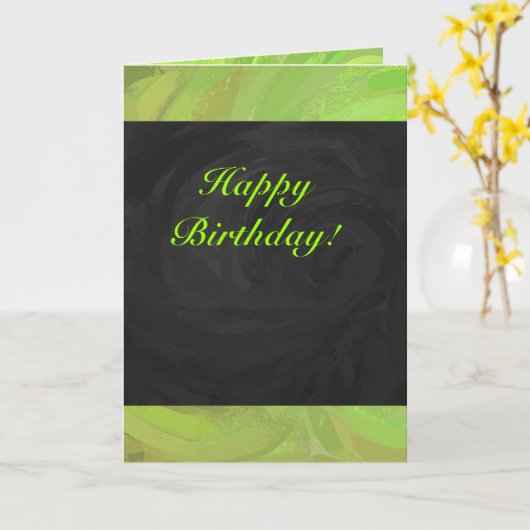 Kiwi Bash Green und Black Monogram Karte (Gelbe Blume)