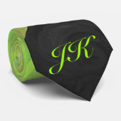 Kiwi Bash Green und Black Monogram Krawatte (Gerollt)