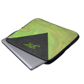 Kiwi Bash Green und Black Monogram Laptopschutzhülle (Vorne Knopf)