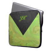 Kiwi Bash Green und Black Monogram Laptopschutzhülle (Vorderseite Links)