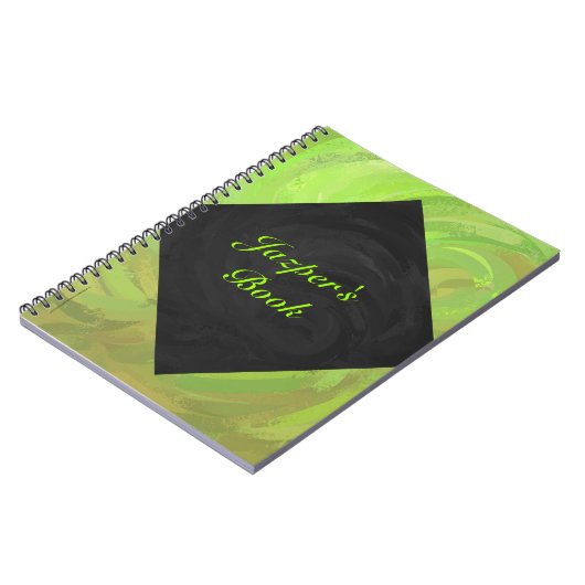 Kiwi Bash Green und Black Monogram Notizblock (Linke Seite)