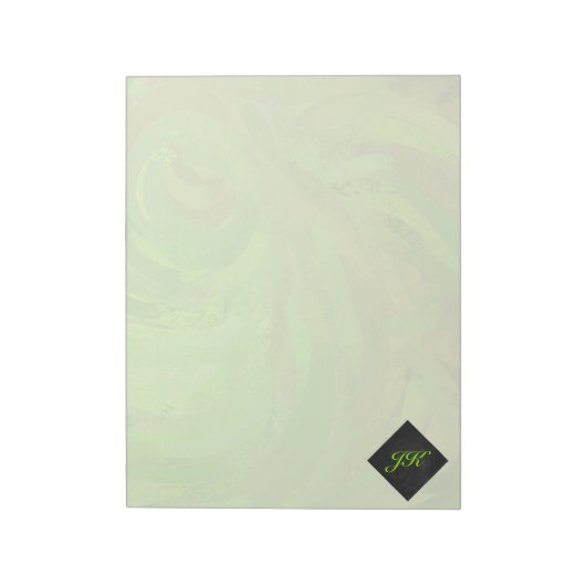 Kiwi Bash Green und Black Monogram Notizblock (Rotiert)