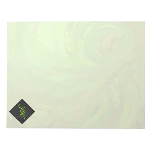 Kiwi Bash Green und Black Monogram Notizblock (Vorderseite)