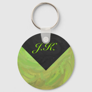 Kiwi Bash Green und Black Monogram Schlüsselanhänger