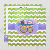 Kiwi Bash Green Zickzack Baby Stuff Einladung (Vorne/Hinten)