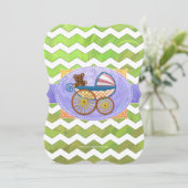 Kiwi Bash Green Zickzack Baby Stuff Einladung (Stehend Vorderseite)