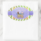 Kiwi Bash Green Zickzack Baby Stuff Ovaler Aufkleber (Tasche)