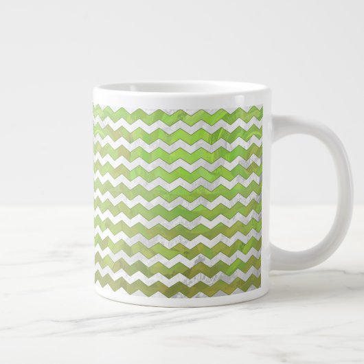 Kiwi Bash Green Zickzack Pattern Jumbo-Tasse (Rechts)