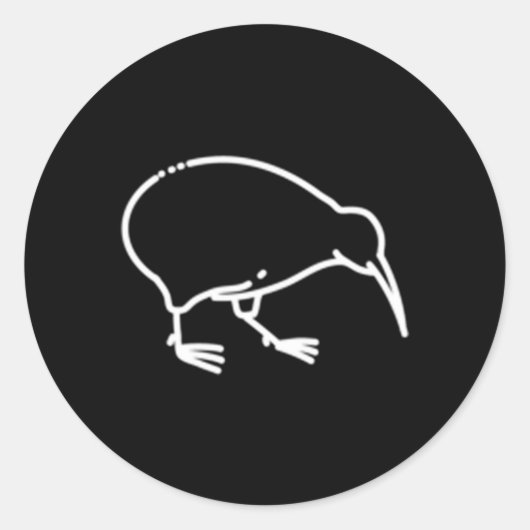Kiwi Bird Abzeichen Patch Line Icon Neuseeland Runder Aufkleber (Vorderseite)