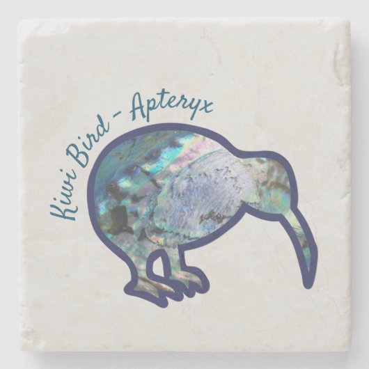 Kiwi Bird Apteryx in Paua Color Steinuntersetzer (Vorderseite)