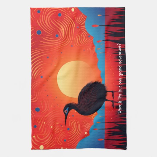 Kiwi Bird bei Twilight Geschirrtuch (Vertikal)