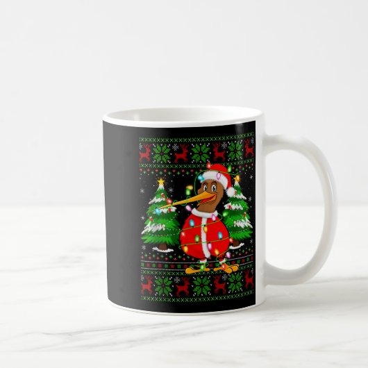 Kiwi Bird Christmas Lights Santa Costume Ugly Xmas Kaffeetasse (Rechts)