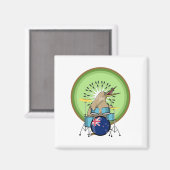 Kiwi Bird Drummer Magnet (Vorderseite/Rückseite)