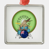 Kiwi Bird Drummer Ornament Aus Metall (Vorne)