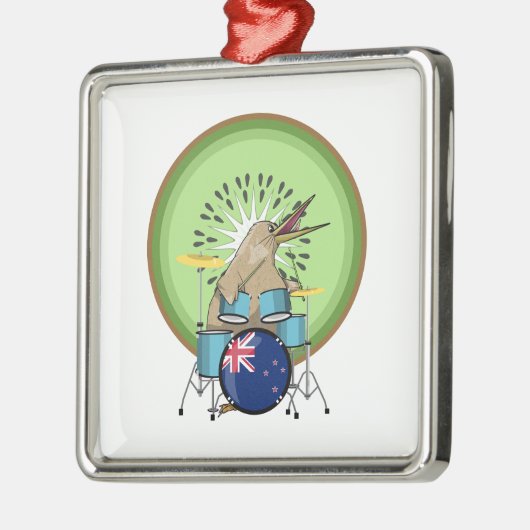 Kiwi Bird Drummer Ornament Aus Metall (Links)