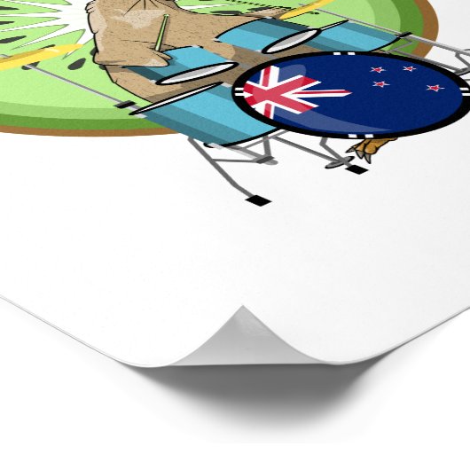 Kiwi Bird Drummer Poster (Ecke)