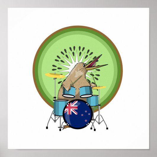 Kiwi Bird Drummer Poster (Vorne)