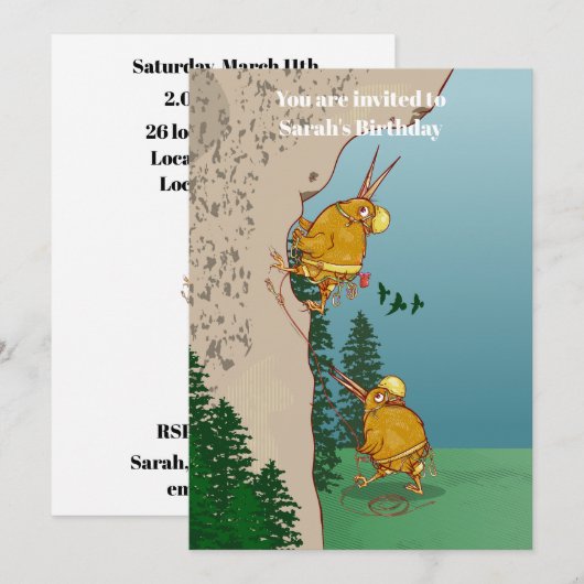 Kiwi Bird Klettern Einladung (Vorne/Hinten)