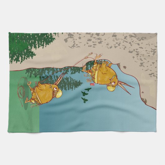 Kiwi Bird Klettern Geschirrtuch (Horizontal)