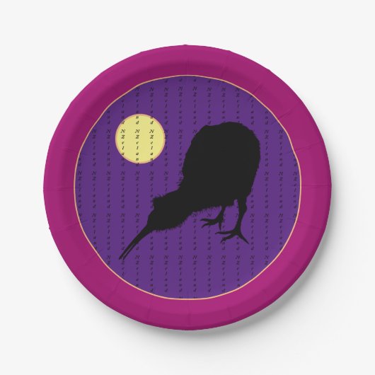Kiwi Bird & Moon - Neuseeland Party / GRILLEN Pappteller (Vorderseite)