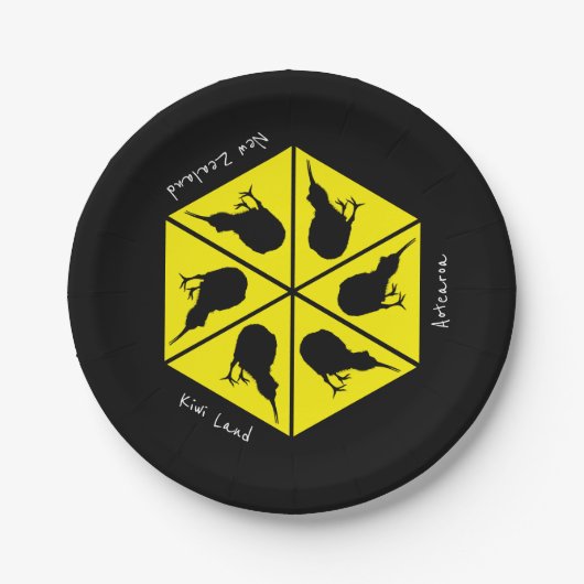 Kiwi Bird & Neuseeland/ Aotearoa Islands (Pizza) Pappteller (Vorderseite)